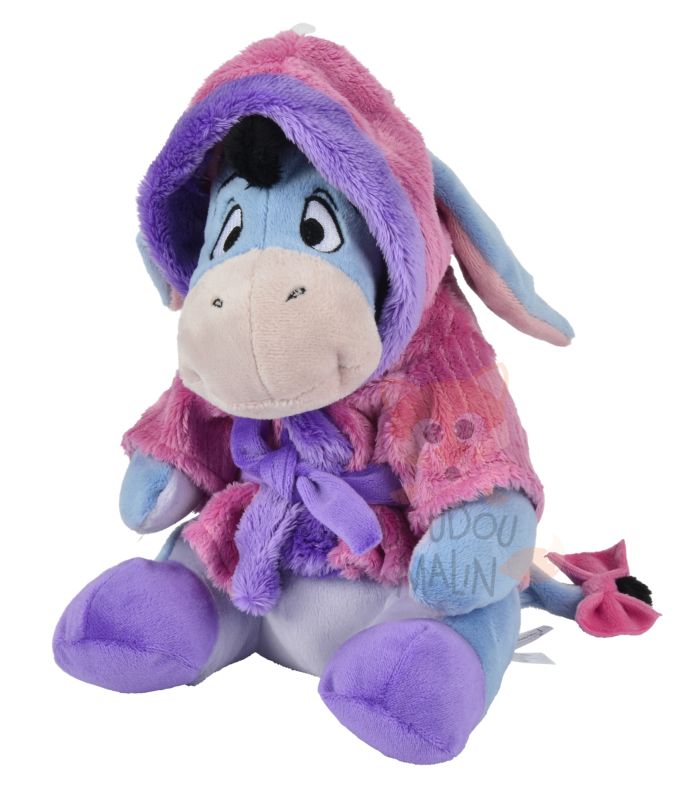  bourriquet lâne peluche peignoir violet bleu 25 cm 